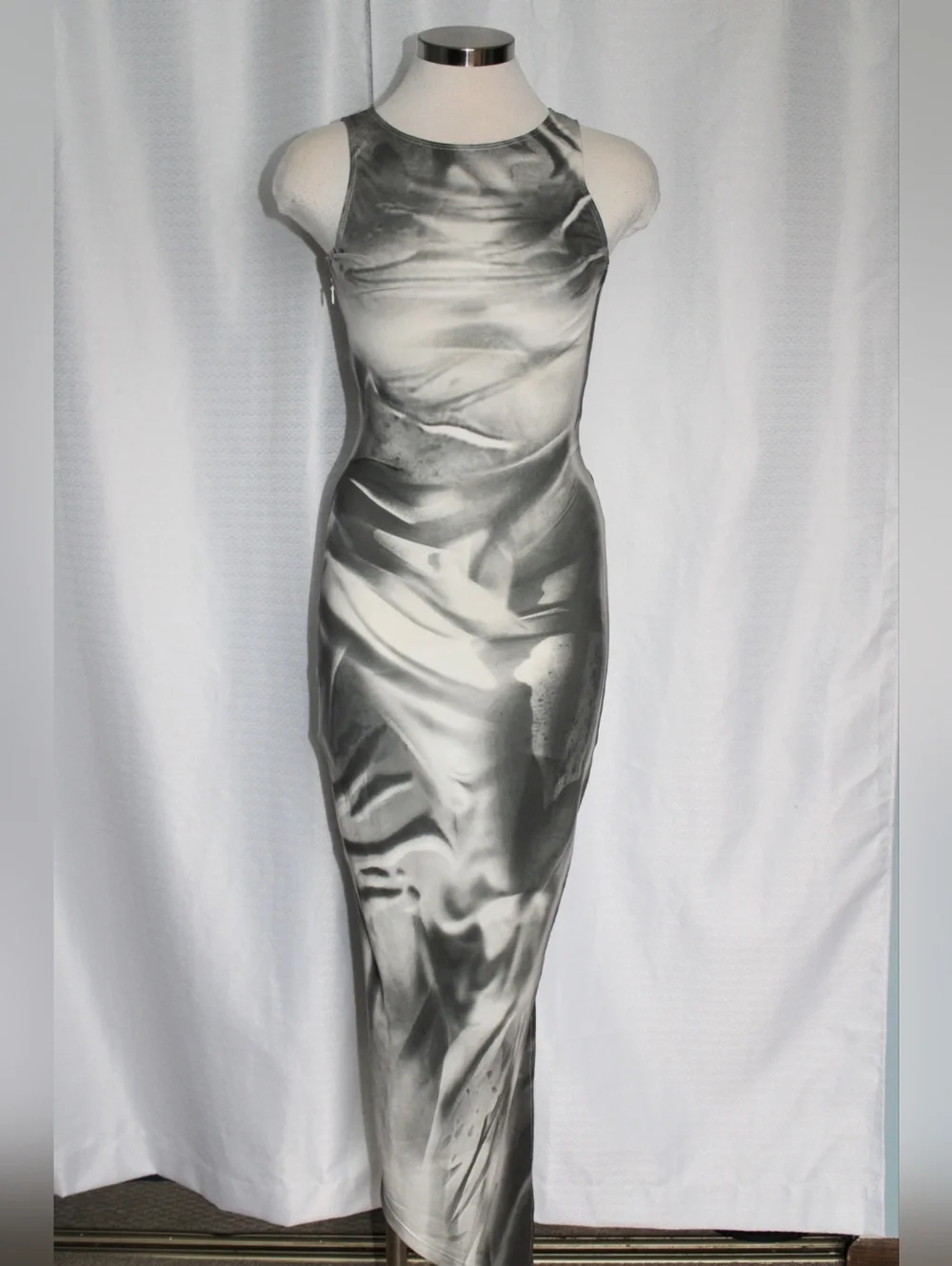 shein bodycon maxi dress SHEIN Green Cut-Out Ruched Spaghetti Strap Slit Hem Maxi Sexy Bodycon Dress 6